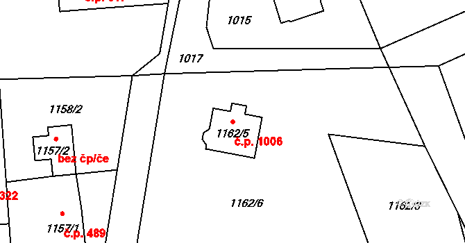 Vendryně 1006 na parcele st. 1162/5 v KÚ Vendryně, Katastrální mapa