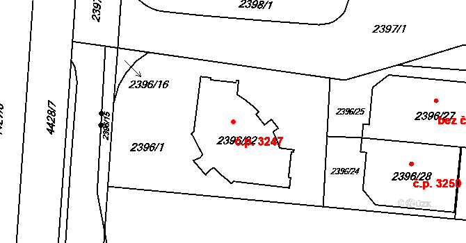 Martinov 3247, Ostrava na parcele st. 2396/22 v KÚ Martinov ve Slezsku, Katastrální mapa