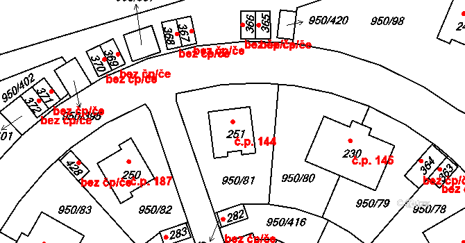 Dolní Třebonín 144 na parcele st. 251 v KÚ Dolní Třebonín, Katastrální mapa
