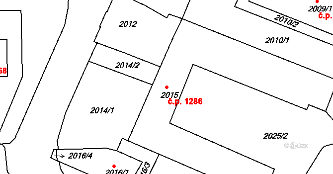 Rýmařov 1286 na parcele st. 2015 v KÚ Rýmařov, Katastrální mapa