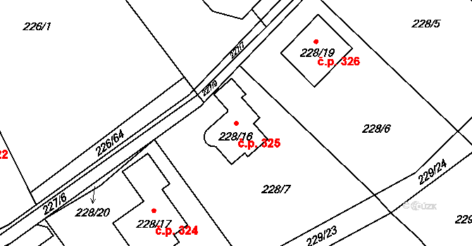Boršov nad Vltavou 325 na parcele st. 228/16 v KÚ Boršov nad Vltavou, Katastrální mapa