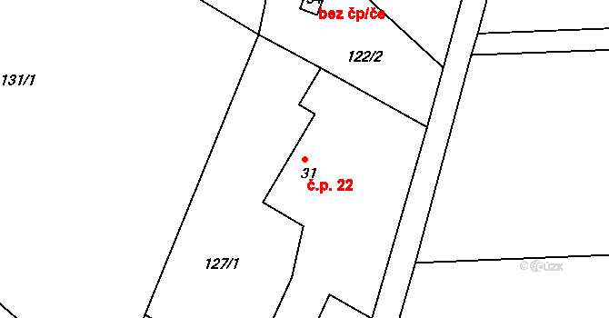 Filipovice 22, Hradec nad Moravicí na parcele st. 31 v KÚ Filipovice, Katastrální mapa
