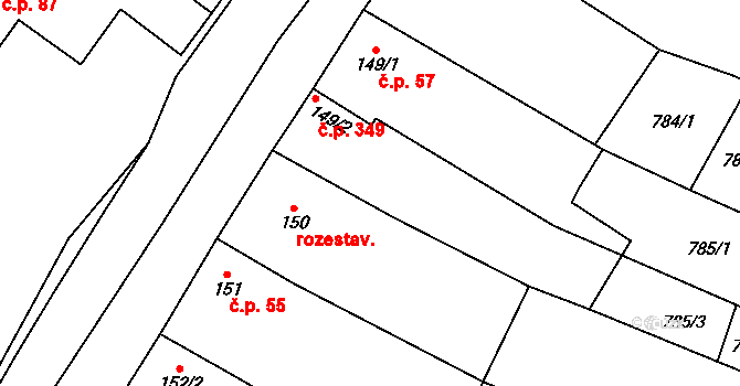 Strachotín 349 na parcele st. 149/2 v KÚ Strachotín, Katastrální mapa