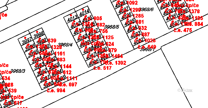 Chomutov 1392 na parcele st. 4021 v KÚ Chomutov I, Katastrální mapa