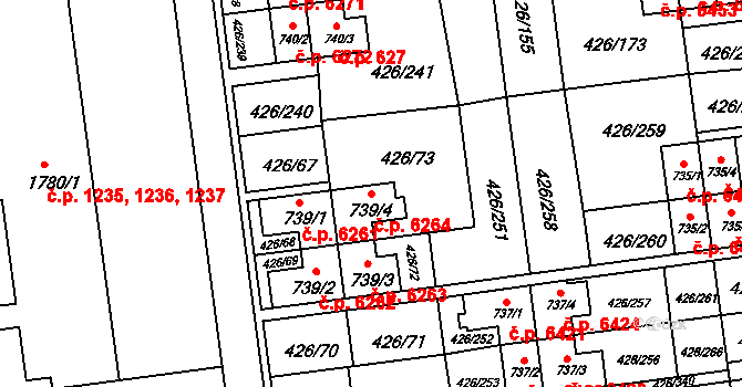 Otrokovice 6264 na parcele st. 739/4 v KÚ Otrokovice, Katastrální mapa