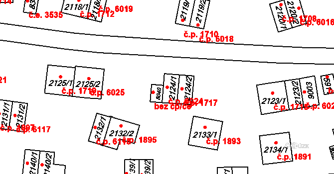 Zlín 6024 na parcele st. 2124/1 v KÚ Zlín, Katastrální mapa