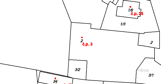Svaté Pole 3, Horažďovice na parcele st. 2 v KÚ Svaté Pole u Horažďovic, Katastrální mapa