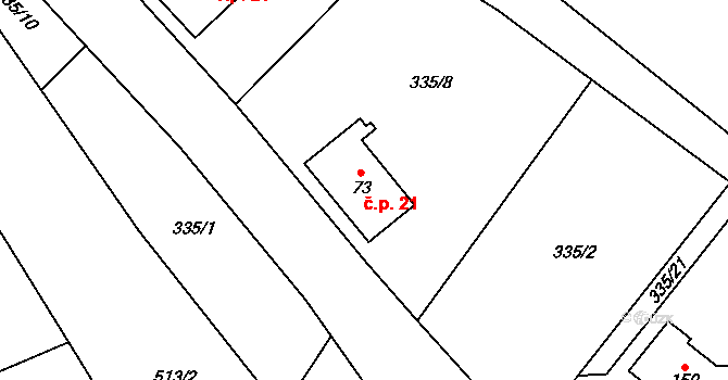 Lísek 21, Postupice na parcele st. 73 v KÚ Jemniště, Katastrální mapa