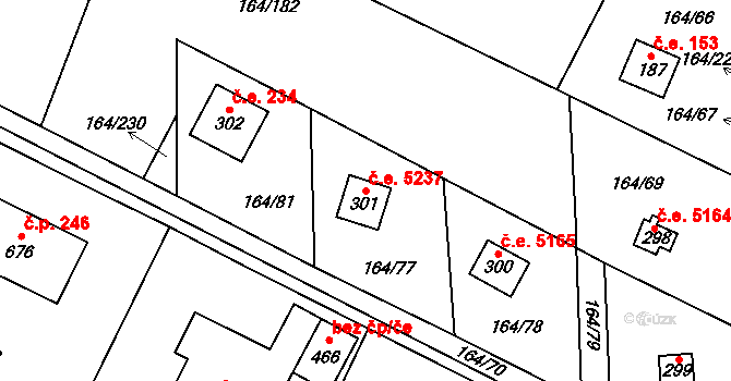 Doubravčice 5237 na parcele st. 301 v KÚ Doubravčice, Katastrální mapa