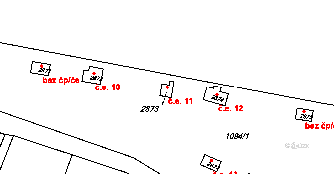 Valdické Předměstí 11, Jičín na parcele st. 2873 v KÚ Jičín, Katastrální mapa