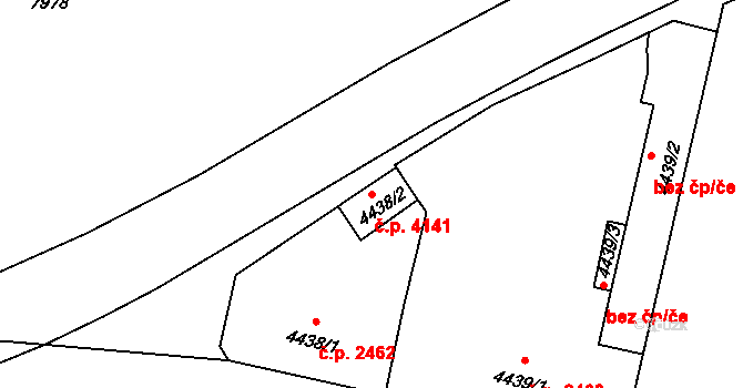 Prostějov 4141 na parcele st. 4438/2 v KÚ Prostějov, Katastrální mapa