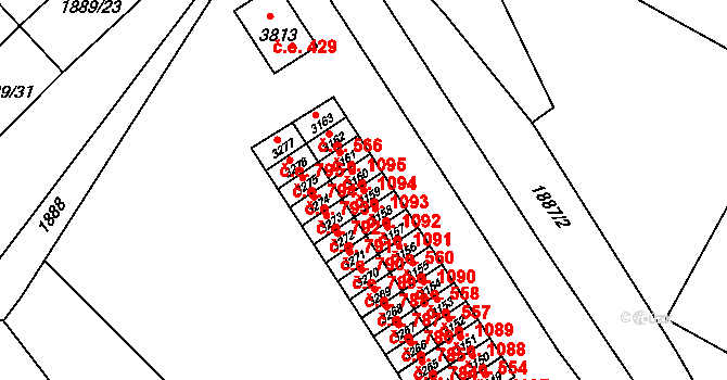 Náchod 1092 na parcele st. 3159 v KÚ Náchod, Katastrální mapa