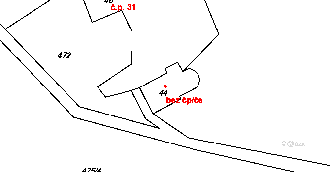 Kozojedy 43133541 na parcele st. 44 v KÚ Kozojedy, Katastrální mapa
