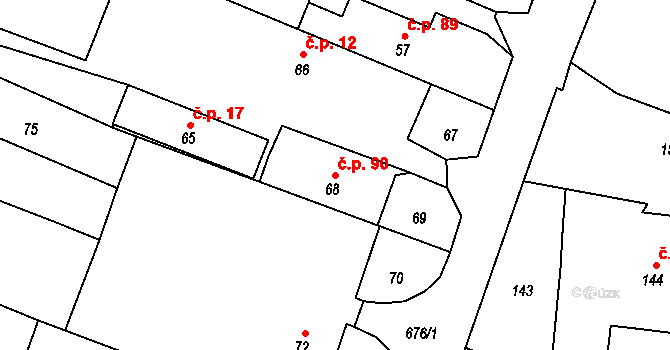Štáblovice 90 na parcele st. 68 v KÚ Štáblovice, Katastrální mapa