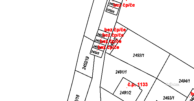 Třešť 44516541 na parcele st. 2452/5 v KÚ Třešť, Katastrální mapa