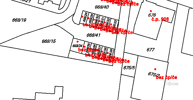 Velké Meziříčí 47027541 na parcele st. 668/37 v KÚ Velké Meziříčí, Katastrální mapa