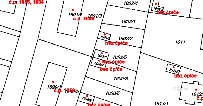 Česká Lípa 48775541 na parcele st. 1602/6 v KÚ Česká Lípa, Katastrální mapa