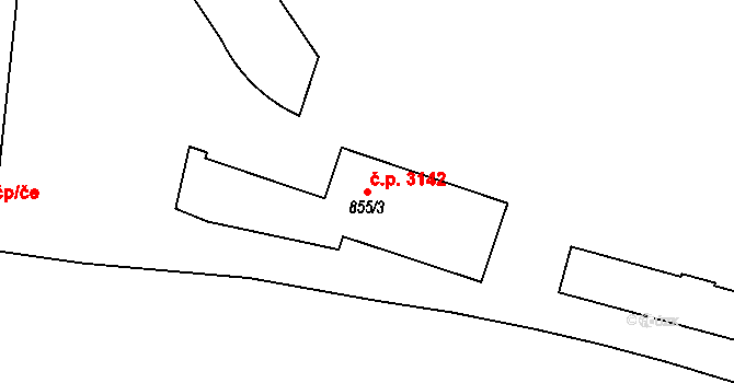Dvůr Králové nad Labem 3142 na parcele st. 855/3 v KÚ Dvůr Králové nad Labem, Katastrální mapa