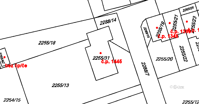 Kylešovice 1445, Opava na parcele st. 2255/31 v KÚ Kylešovice, Katastrální mapa