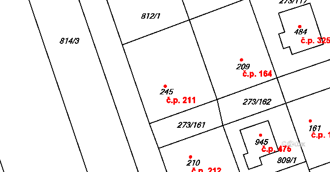 Třemošnice 211 na parcele st. 245 v KÚ Třemošnice nad Doubravou, Katastrální mapa