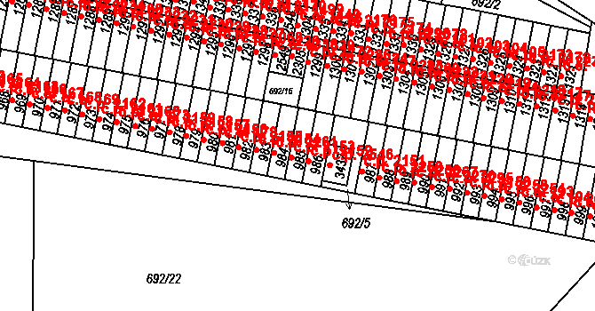 Sezimovo Ústí 2153 na parcele st. 985 v KÚ Sezimovo Ústí, Katastrální mapa