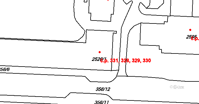 Pražské Předměstí 328,329,330,331, Písek na parcele st. 2520/1 v KÚ Písek, Katastrální mapa