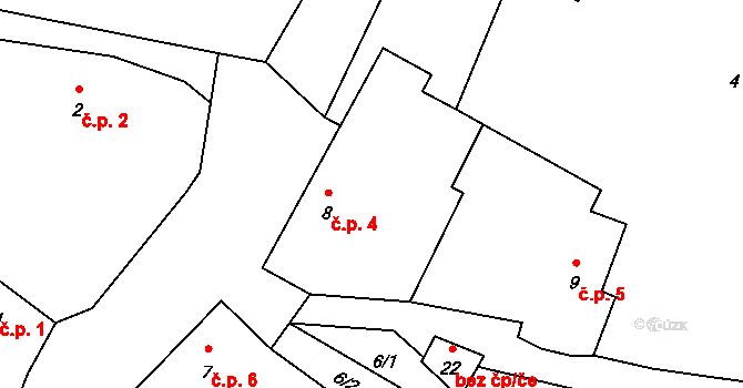 Odolenov 4, Hrádek na parcele st. 8 v KÚ Odolenov, Katastrální mapa