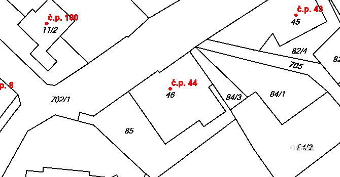 Semonice 44, Jaroměř na parcele st. 46 v KÚ Semonice, Katastrální mapa