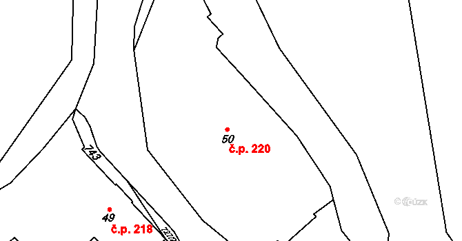 Teplice nad Metují 220 na parcele st. 50 v KÚ Teplice nad Metují, Katastrální mapa