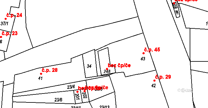 Boseň 78459541 na parcele st. 248 v KÚ Boseň, Katastrální mapa