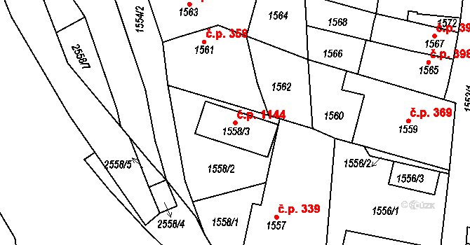 Letovice 1144 na parcele st. 1558/3 v KÚ Letovice, Katastrální mapa