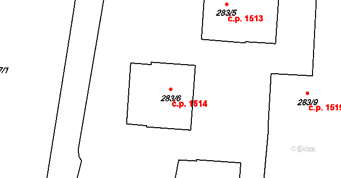Příbor 1514 na parcele st. 283/6 v KÚ Klokočov u Příbora, Katastrální mapa