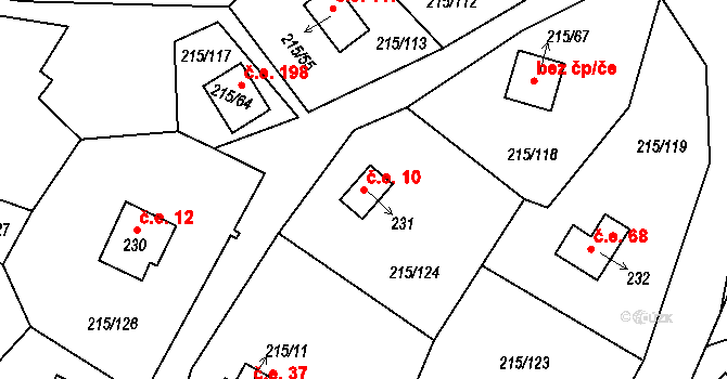 Lipno nad Vltavou 10 na parcele st. 231 v KÚ Lipno nad Vltavou, Katastrální mapa