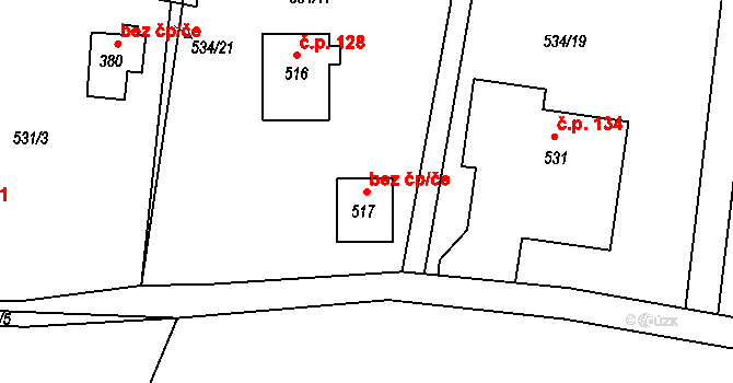 Pěnčín 88411541 na parcele st. 517 v KÚ Jistebsko, Katastrální mapa