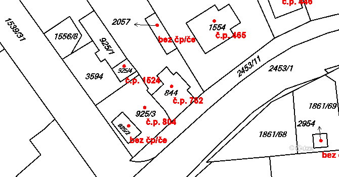 Humpolec 762 na parcele st. 844 v KÚ Humpolec, Katastrální mapa