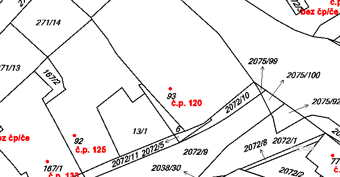 Merklín 120 na parcele st. 93 v KÚ Merklín u Přeštic, Katastrální mapa