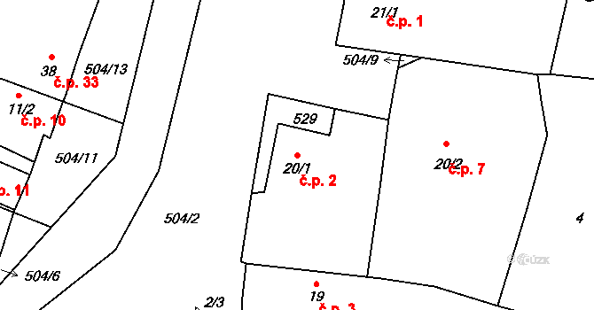 Charvatce 2, Libčeves na parcele st. 20/1 v KÚ Charvatce u Loun, Katastrální mapa