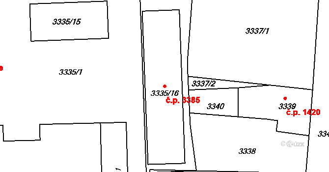 Česká Lípa 3385 na parcele st. 3335/16 v KÚ Česká Lípa, Katastrální mapa