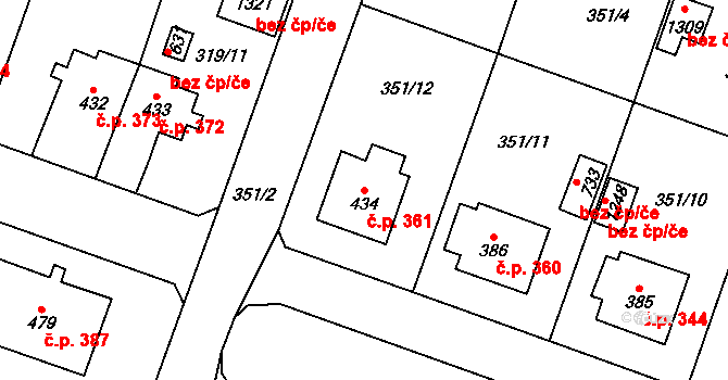 Ždírec nad Doubravou 361 na parcele st. 434 v KÚ Ždírec nad Doubravou, Katastrální mapa