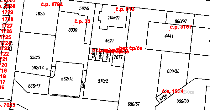 Zlín 96768541 na parcele st. 1096/2 v KÚ Zlín, Katastrální mapa