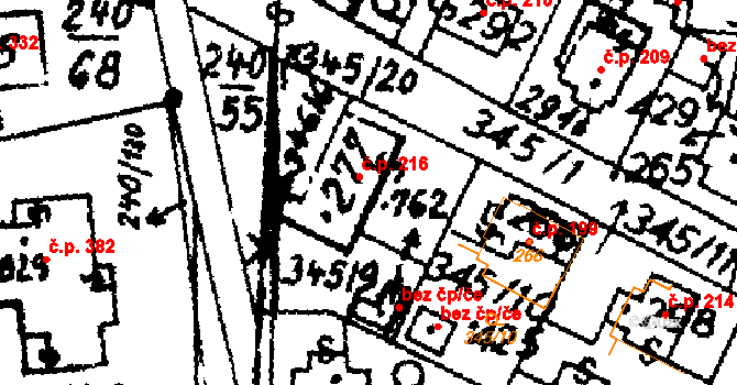 Potštejn 216 na parcele st. 277 v KÚ Potštejn, Katastrální mapa