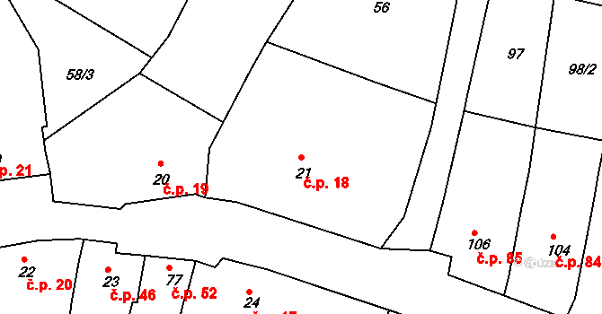 Žopy 18, Holešov na parcele st. 21 v KÚ Žopy, Katastrální mapa
