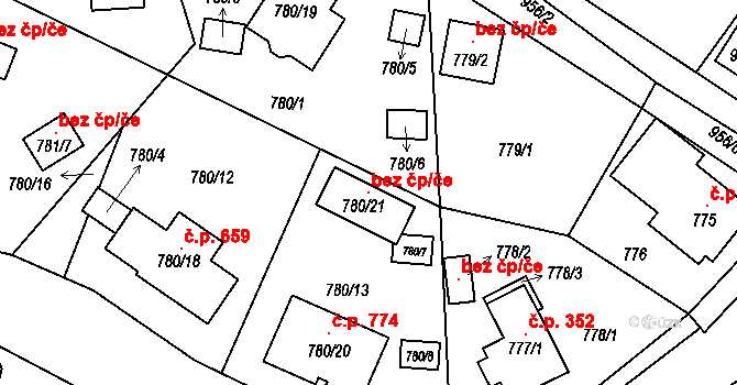 Proboštov 106165542 na parcele st. 780/21 v KÚ Proboštov u Teplic, Katastrální mapa