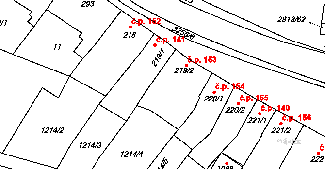 Tovačov I-Město 153, Tovačov na parcele st. 219/2 v KÚ Tovačov, Katastrální mapa