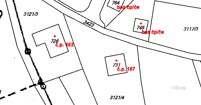 Koberovy 163 na parcele st. 726 v KÚ Koberovy, Katastrální mapa