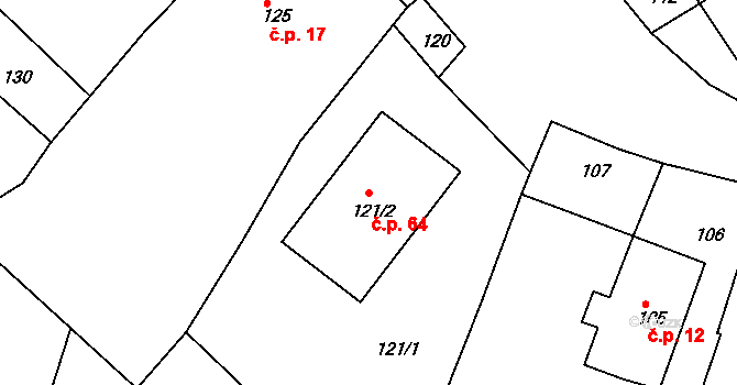 Heroltice 64, Jihlava na parcele st. 121/2 v KÚ Heroltice u Jihlavy, Katastrální mapa