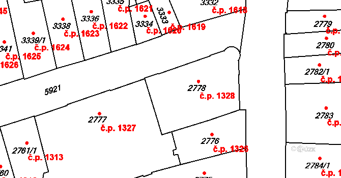 Jihlava 1328 na parcele st. 2778 v KÚ Jihlava, Katastrální mapa