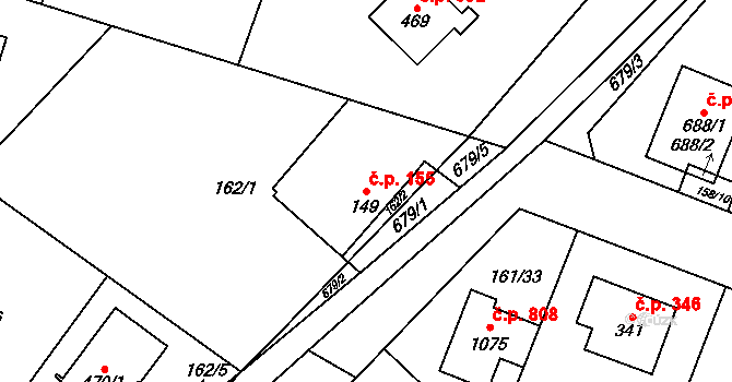 Líbeznice 155 na parcele st. 149 v KÚ Líbeznice, Katastrální mapa