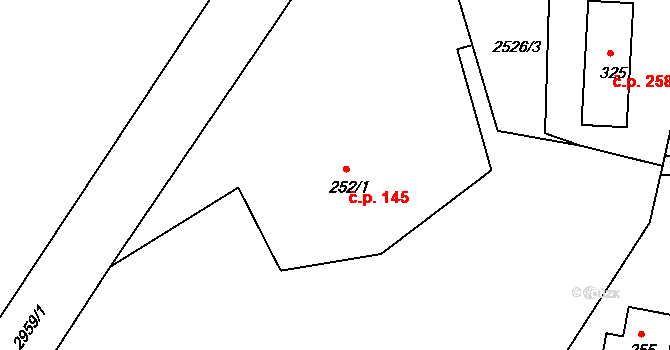 Heřmanice v Podještědí 145, Jablonné v Podještědí na parcele st. 252/1 v KÚ Heřmanice v Podještědí, Katastrální mapa