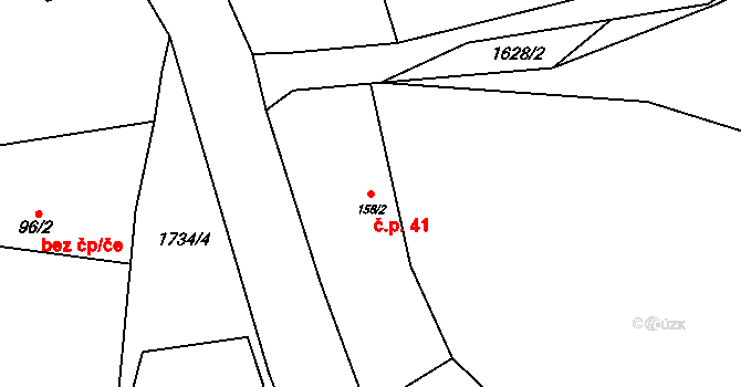Třemblat 41, Ondřejov na parcele st. 156/2 v KÚ Třemblat, Katastrální mapa